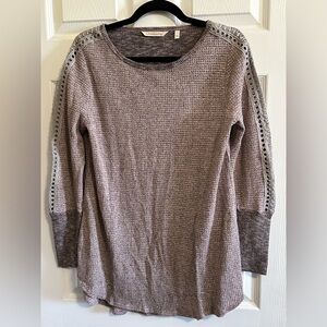 Soft Surroundings Thermal Pink & Gray Long Sleeve Tunic Top Small